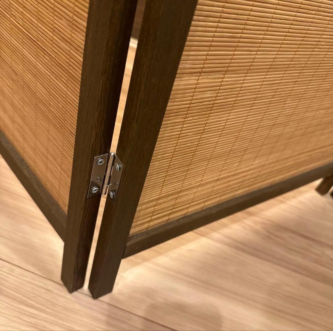 和風　木製ブラウン　パーテーション 3つ折り　間切り　衝立