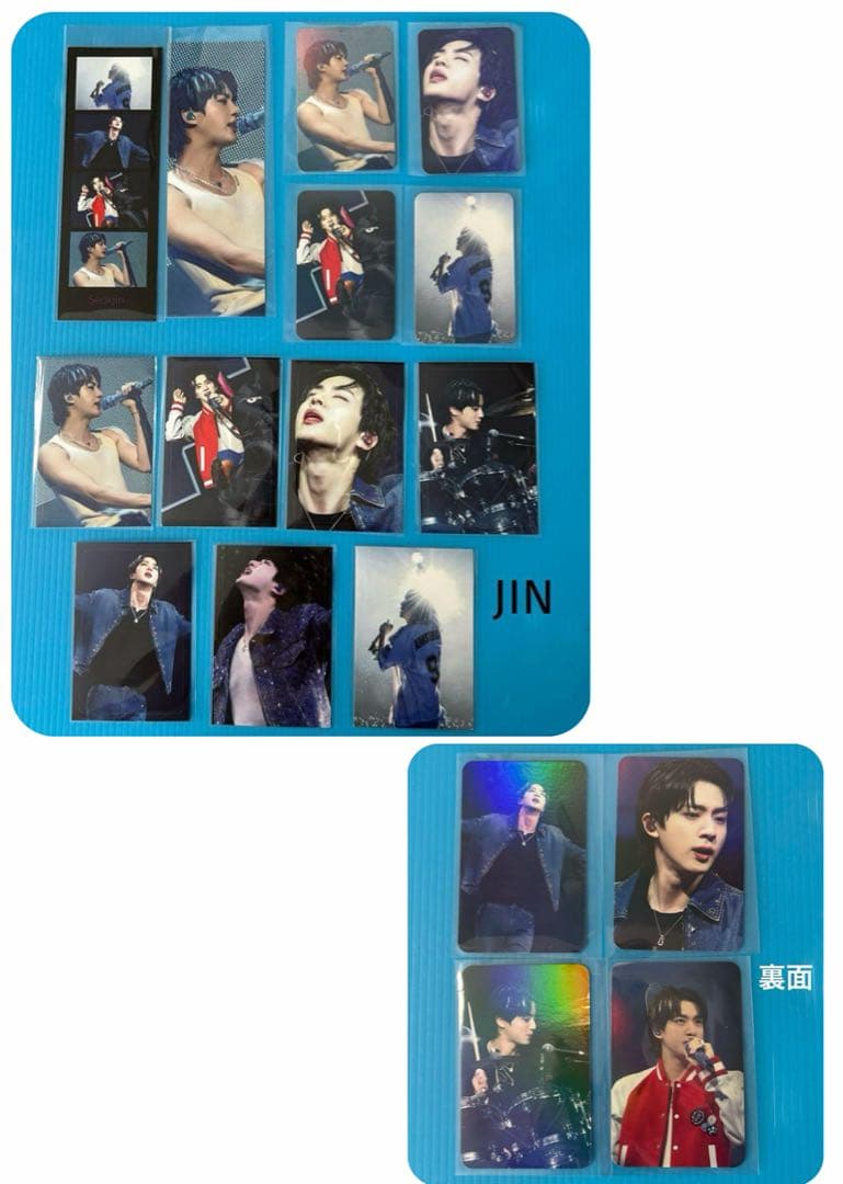 BTSJINフィルムブックマーク・ロングステッカー・両面ホログラムフォトカード①