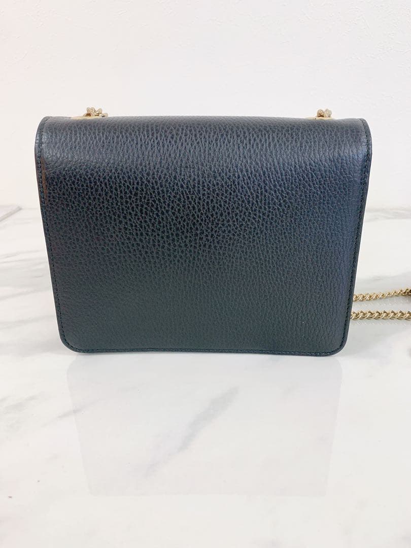 ＋GUCCI インターロッキングG チェーン　ショルダーバッグ レザー ブラック