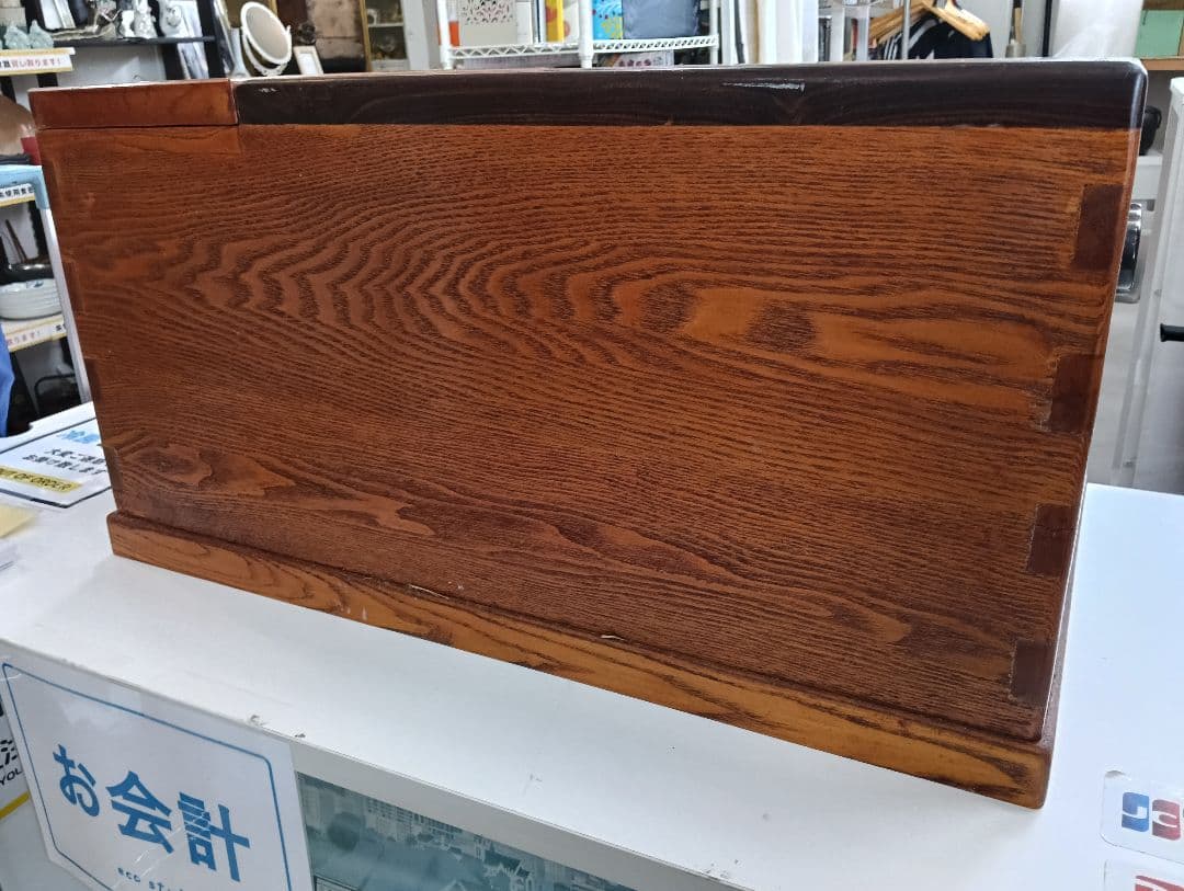 y【ビンテージ】木製火鉢 銅製内部コンパートメント付き