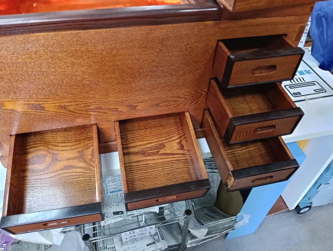 y【ビンテージ】木製火鉢 銅製内部コンパートメント付き