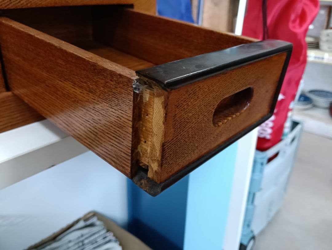 y【ビンテージ】木製火鉢 銅製内部コンパートメント付き