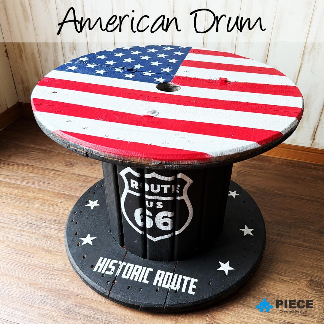 ケーブルドラム 電線ドラム テーブル アメリカン インテリア ガレージ 星条旗①