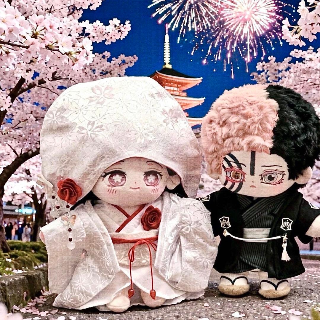 20cm ぬいぐるみ 鬼滅の刃　猗窩座 狛治&恋雪　激カワ　スケルトン入りタイプ