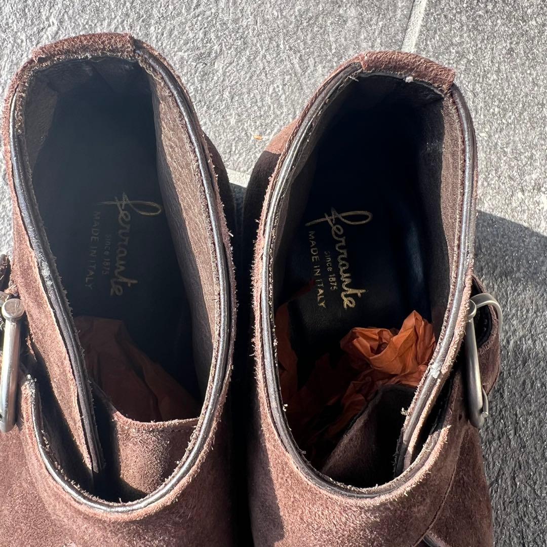 ferranteダークブラウン スエード ドレスシューズ 美品