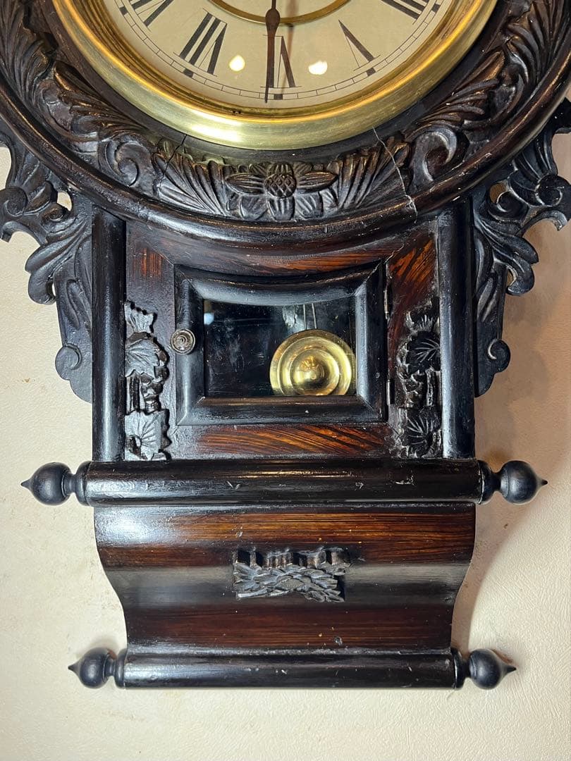 大型巻物　柱時計　古時計　振り子　レトロ　ゼンマイ　ボンボン　精工舎　ユンハンス