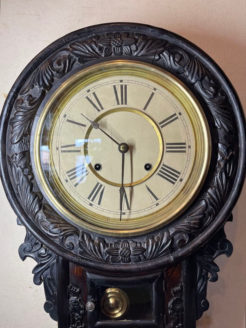 大型巻物　柱時計　古時計　振り子　レトロ　ゼンマイ　ボンボン　精工舎　ユンハンス