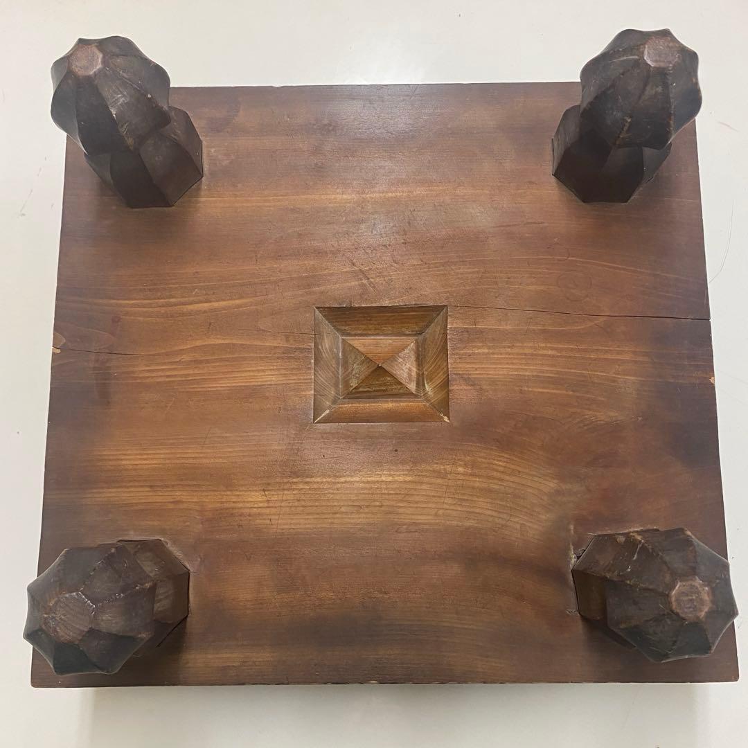 木製囲碁盤 丸脚付き 正方形　骨董　昭和レトロ　大正ロマン