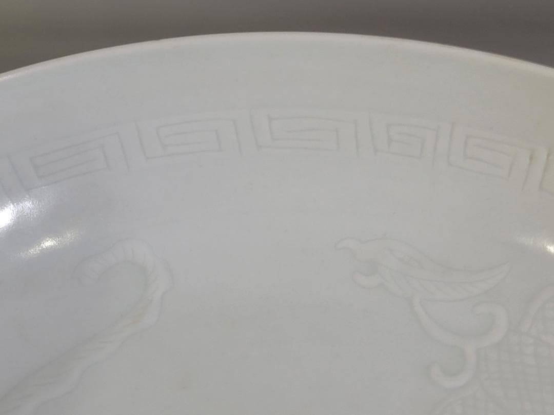 中国 白磁 鳳凰紋 皿