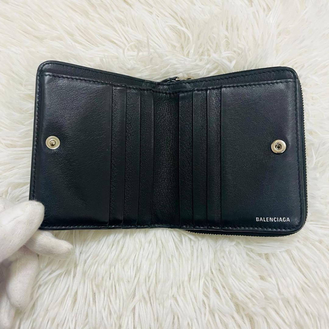 極美✨バレンシアガ 二つ折り財布 ビルフォード エブリデイ レザー ブラック