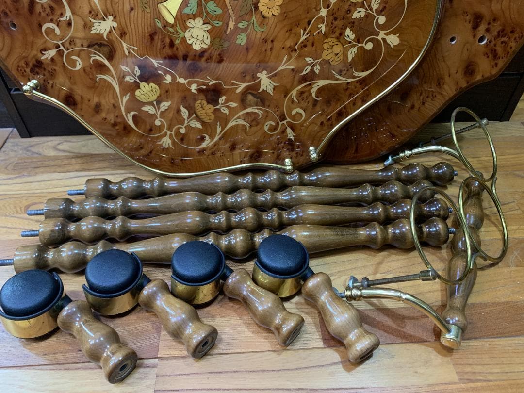 キッチンワゴン 木製 イタリア製 象嵌 高級 ワゴンテーブル ワインラック