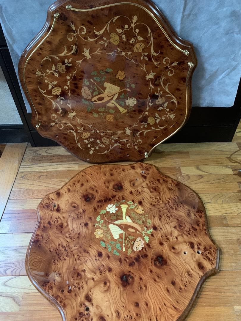 キッチンワゴン 木製 イタリア製 象嵌 高級 ワゴンテーブル ワインラック