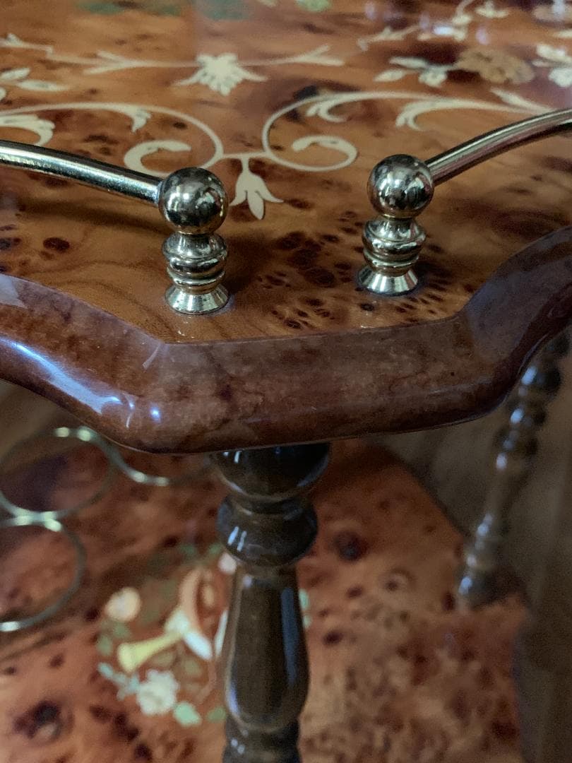 キッチンワゴン 木製 イタリア製 象嵌 高級 ワゴンテーブル ワインラック