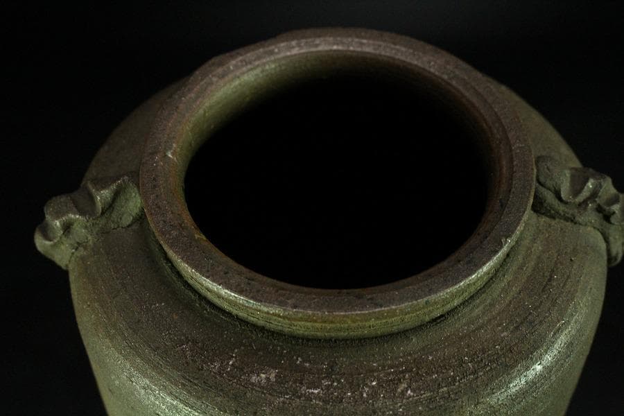 古美術 茶道具 南蛮写 花生 九郎 刻銘 高30.5cm(XA783)