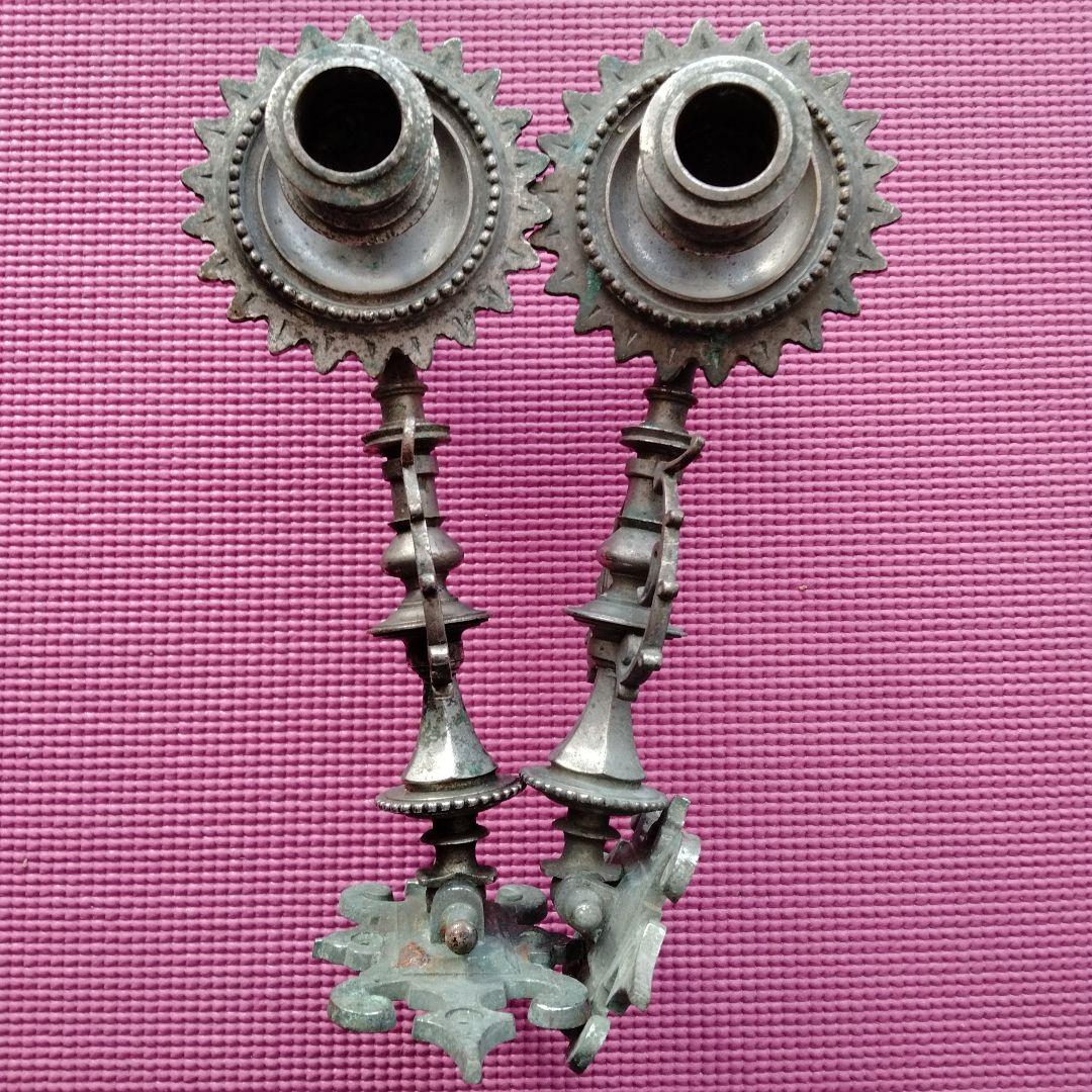 アンティーク金属製キャンドルホルダー2個セット