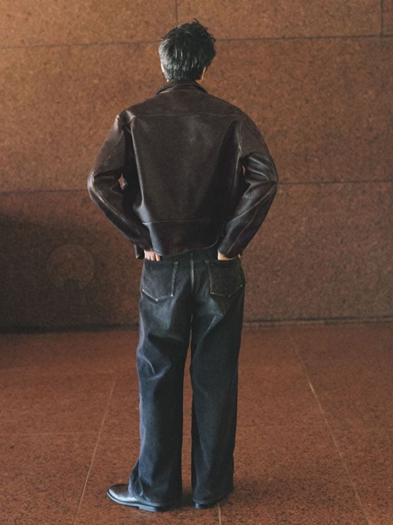 【新品未使用Sサイズ】VINTAGE WASHED LEATHER ZIP