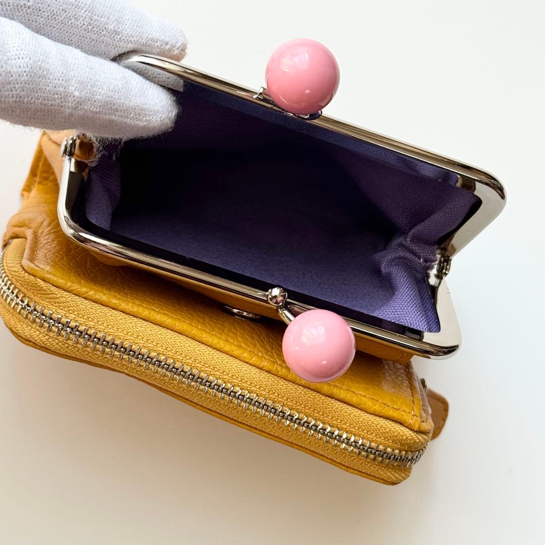 Joocomomola ホコモモラ 刺繍入り二つ折り財布 がま口 小銭入れ