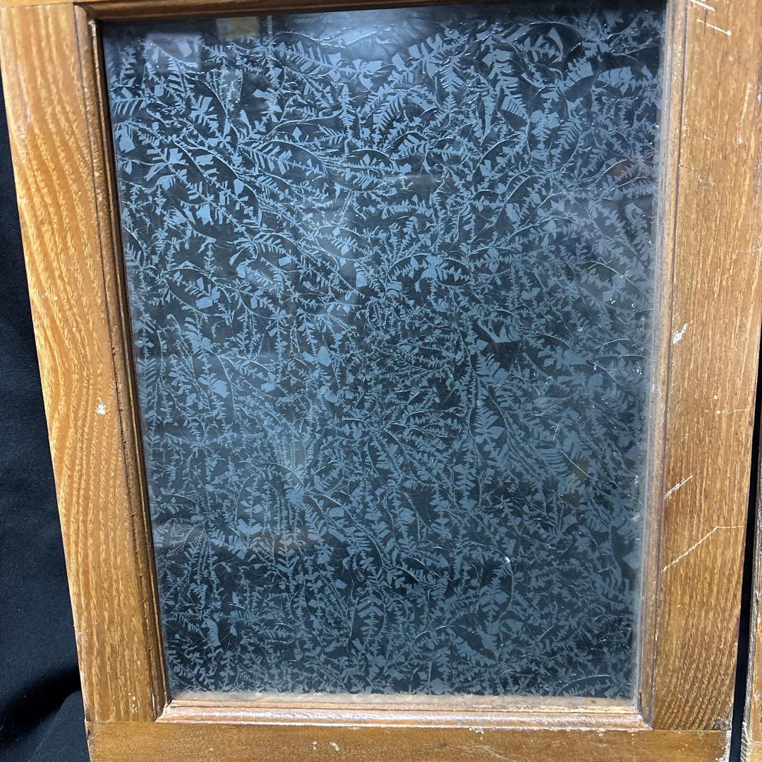 アンティーク 昭和レトロ 木製 建具 窓枠 引き戸　ガラス扉 曇りガラス　DIY