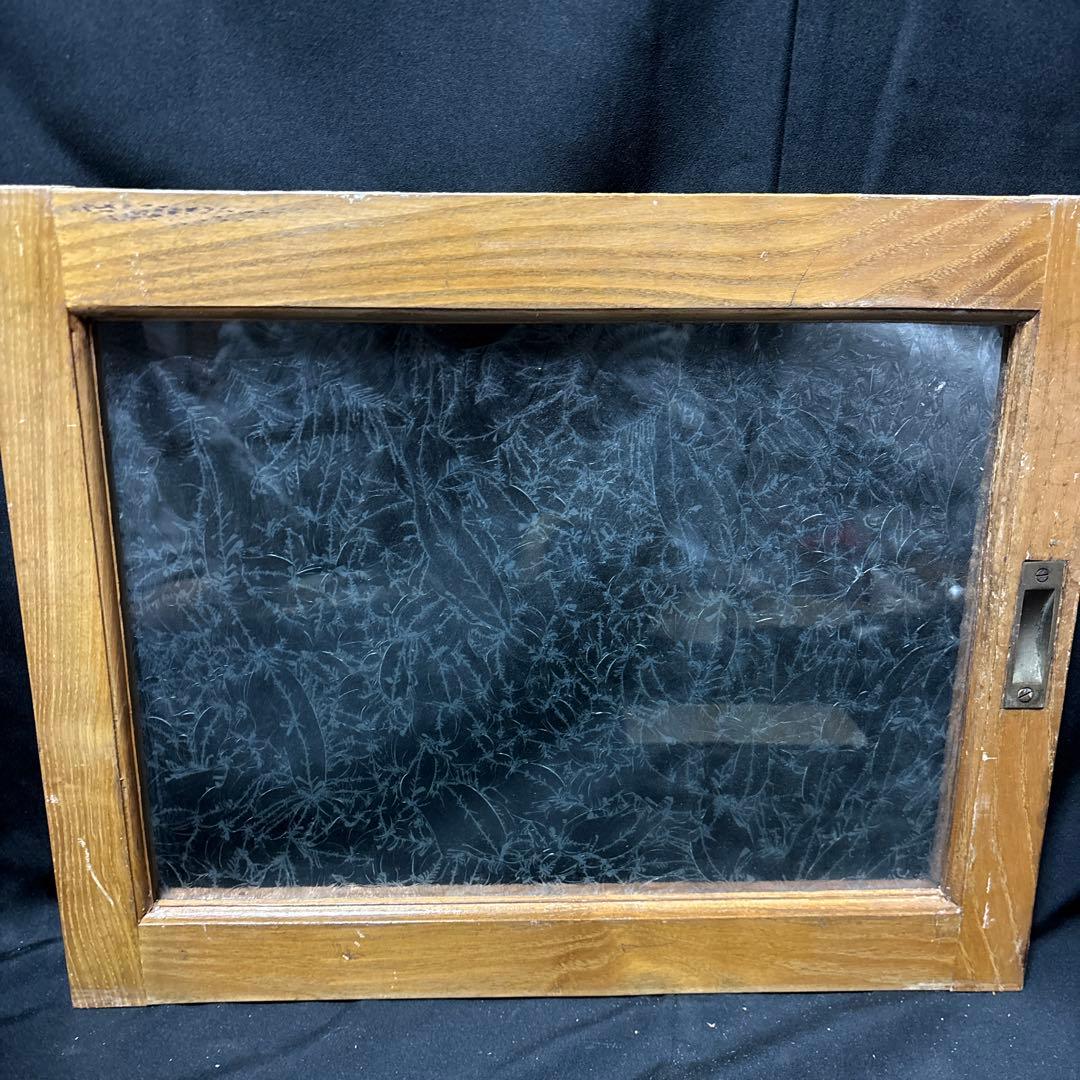 アンティーク 昭和レトロ 木製 建具 窓枠 引き戸　ガラス扉 曇りガラス　DIY