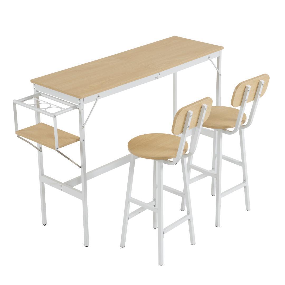 【ナチュラル】カウンターテーブルスツール 3点セットハイテーブル木製 カウンター