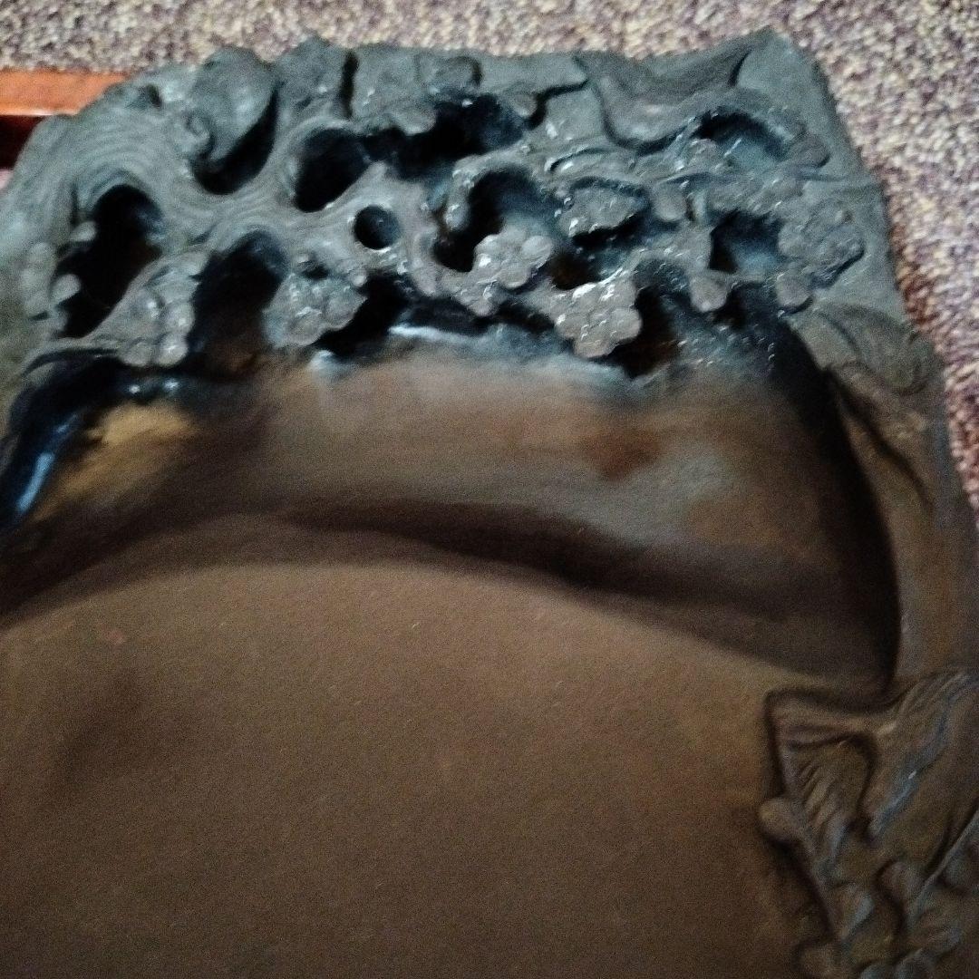 中国骨董【老坑仔巖極品龍雲古端渓硯石】旧家蔵コレクション貴重希少名品細工精密龍彫