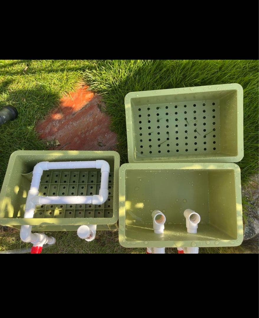 水中ポンプ付き　2種以上ろ材2段付き　水槽池ろ過フィルター　外部上部濾過器装置