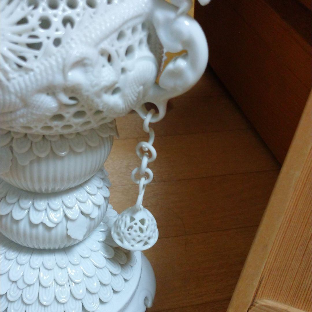 白磁 篭目透彫り唐草耳香炉★15代 中里茂右衛門