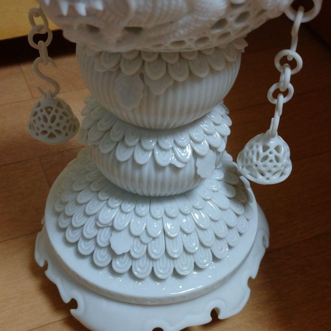 白磁 篭目透彫り唐草耳香炉★15代 中里茂右衛門