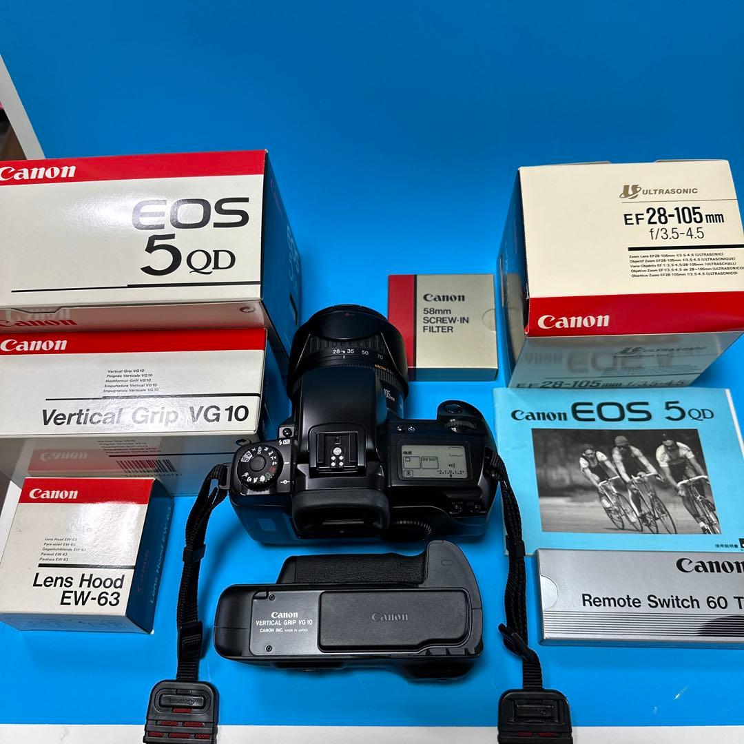 【完動品】CANON EOS5 QD一眼レフ フィルムカメラ + ￼VG-10