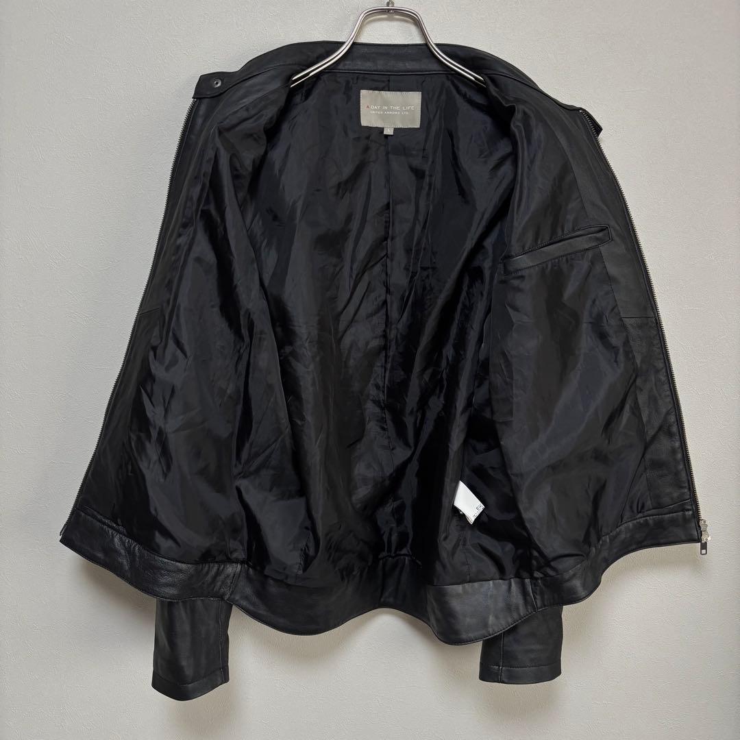 UNITED ARROWS ラムレザー シングルライダースジャケット 黒 L