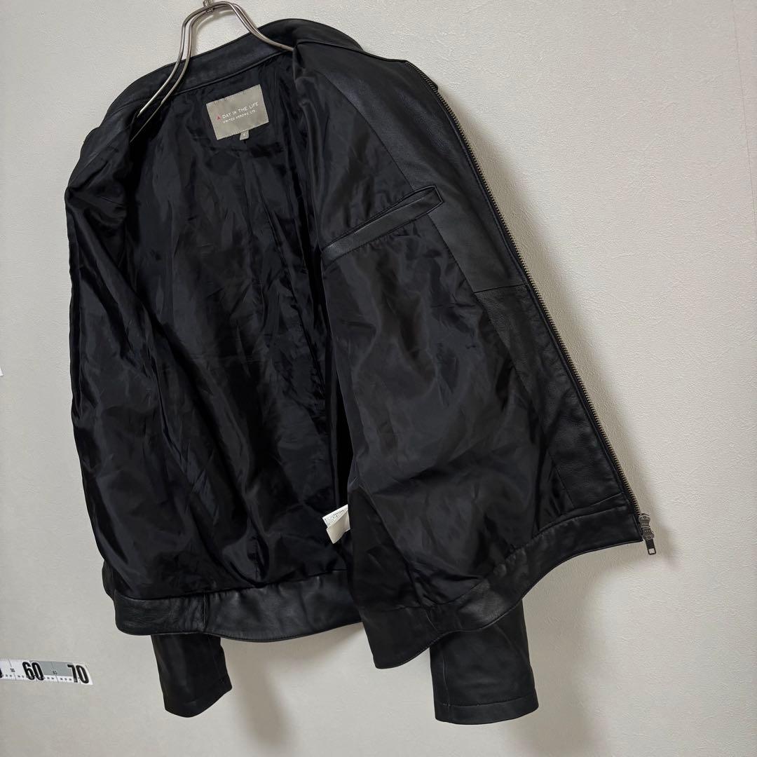 UNITED ARROWS ラムレザー シングルライダースジャケット 黒 L