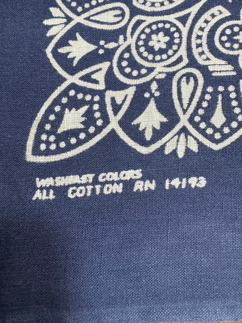 ヴィンテージバンダナ　クロス柄　ショベル柄　rn14193 ネイビー　今市