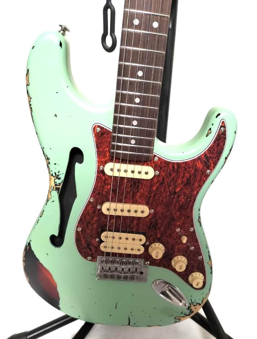 ストラトシンライン①　ハードレリックサーフグリーン　SSH　ステンレスフレット