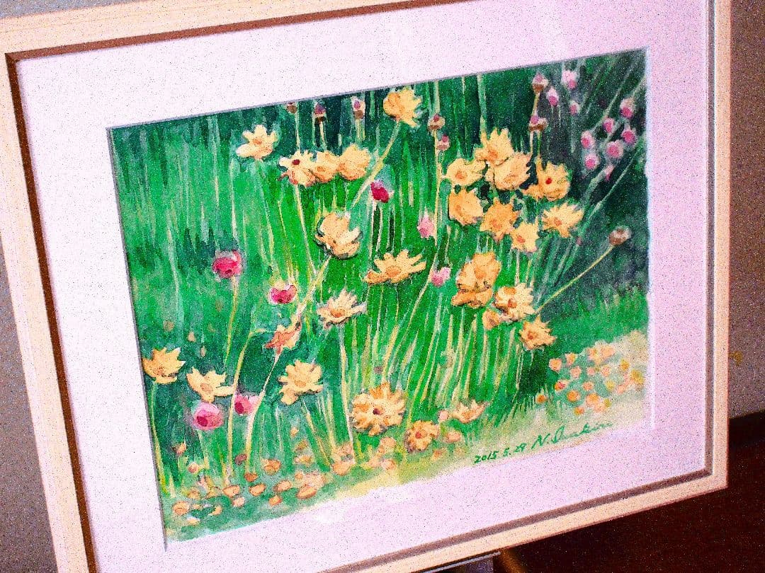 水彩画 花 フレーム付き F6サイズ 原画