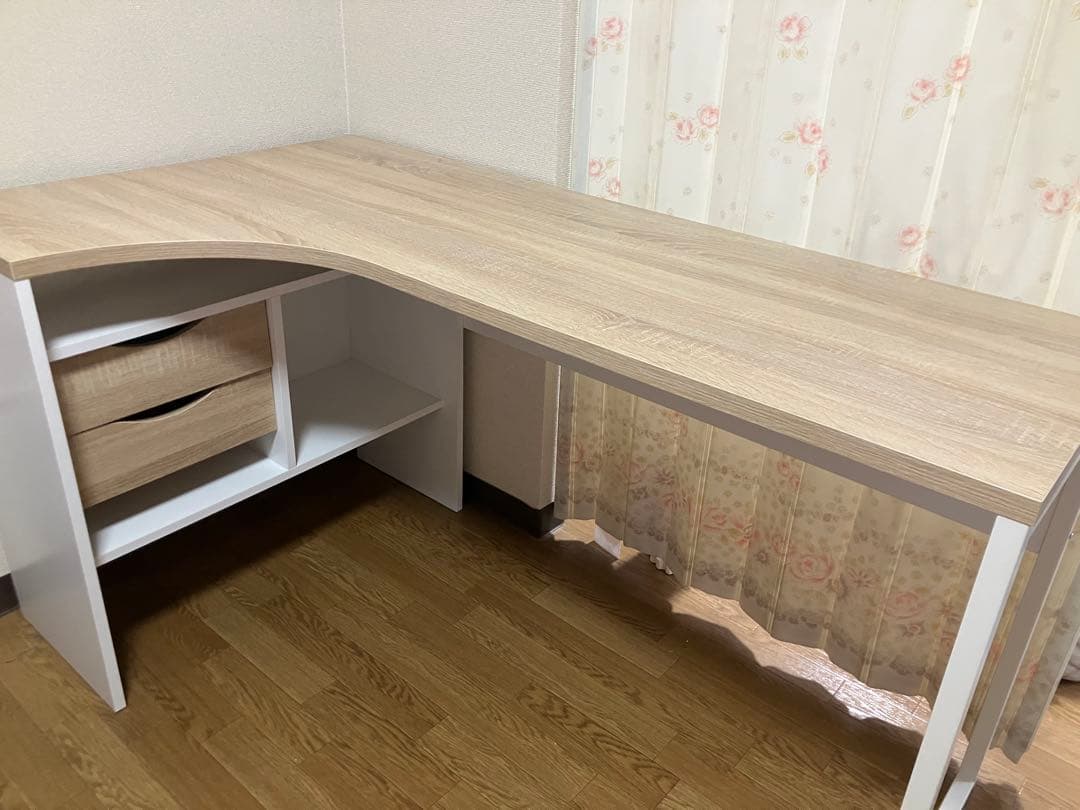 美品 LOWYAコーナーデスクL字下 収納付き引き出し【2/20-28に発送】