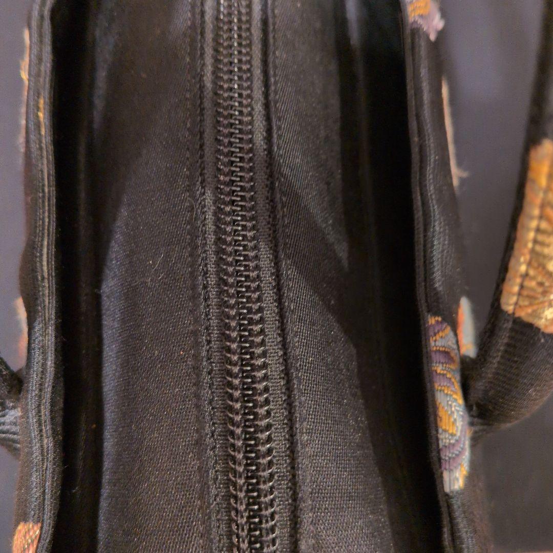 和装用バッグ 黒 丸模様刺繍