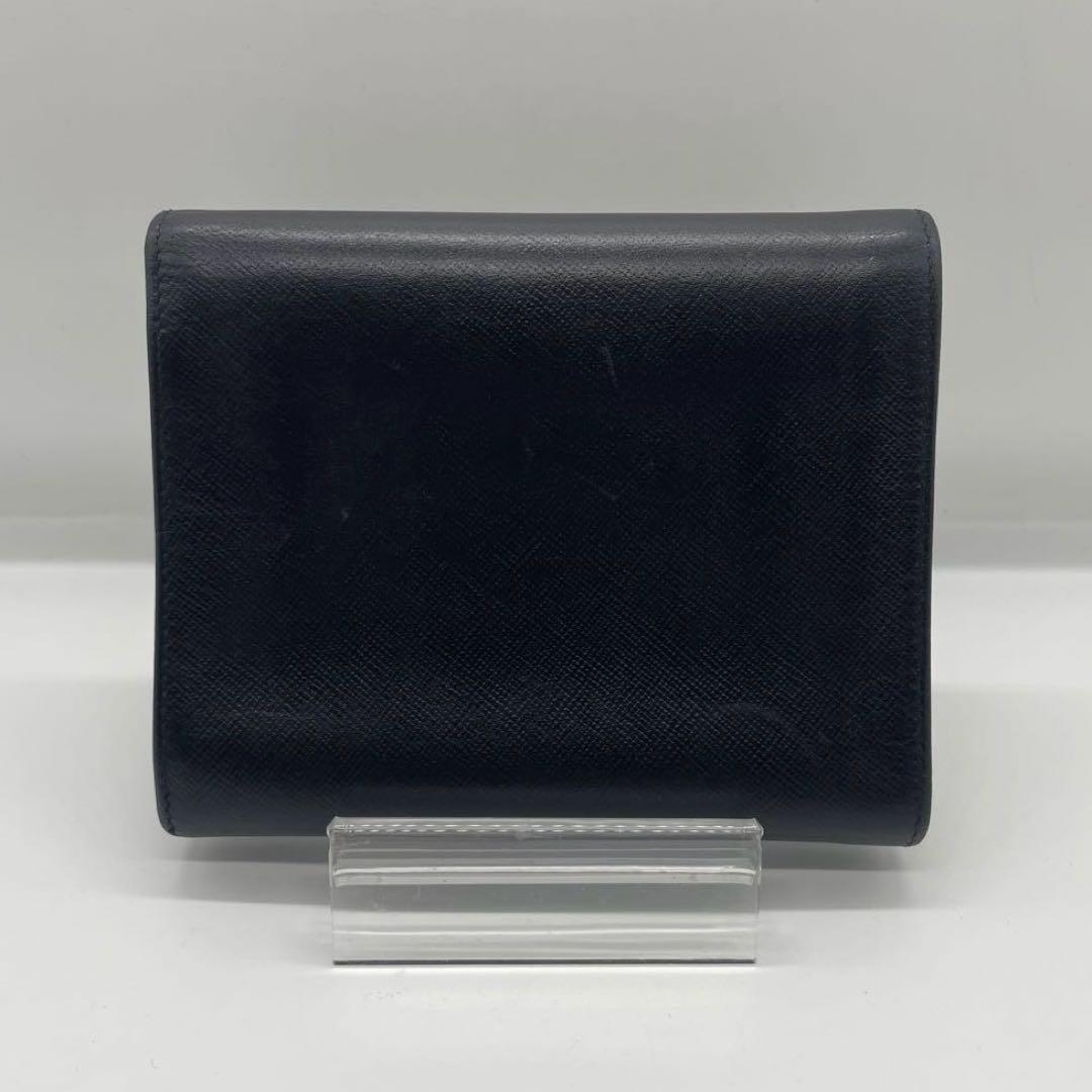 【美品】 PRADA プラダ サフィアーノレザー 折り財布 ブラック w4