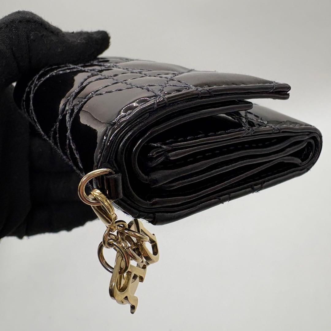 DIOR☆レディ ディオール☆エナメル☆ロータスウォレット☆カナージュ☆財