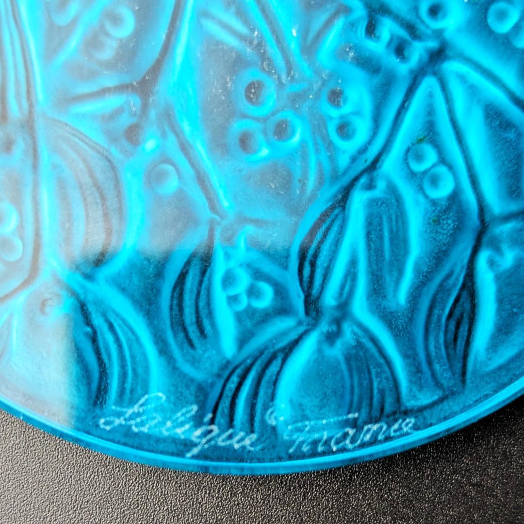 鮮烈ターコイズ★ラリック ヤドリギ ペンダント オーナメント 美品 フランス