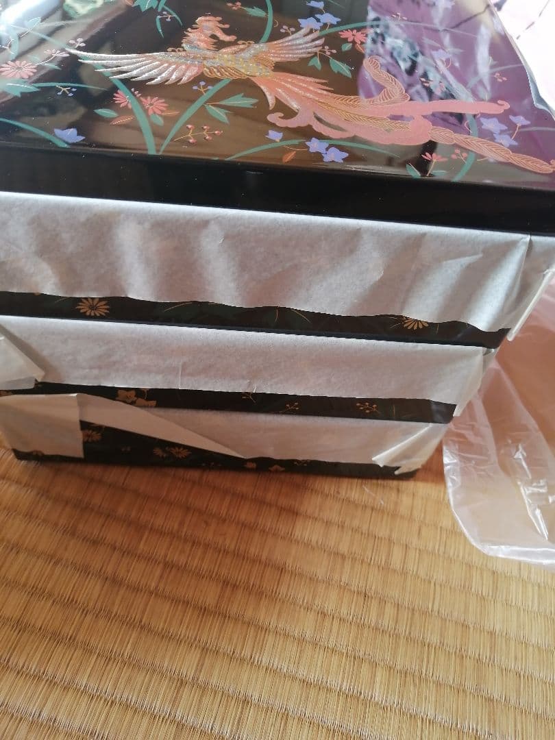 【未使用】山中漆器 正倉院風蒔絵 鳳凰 重箱 三段重 おせち