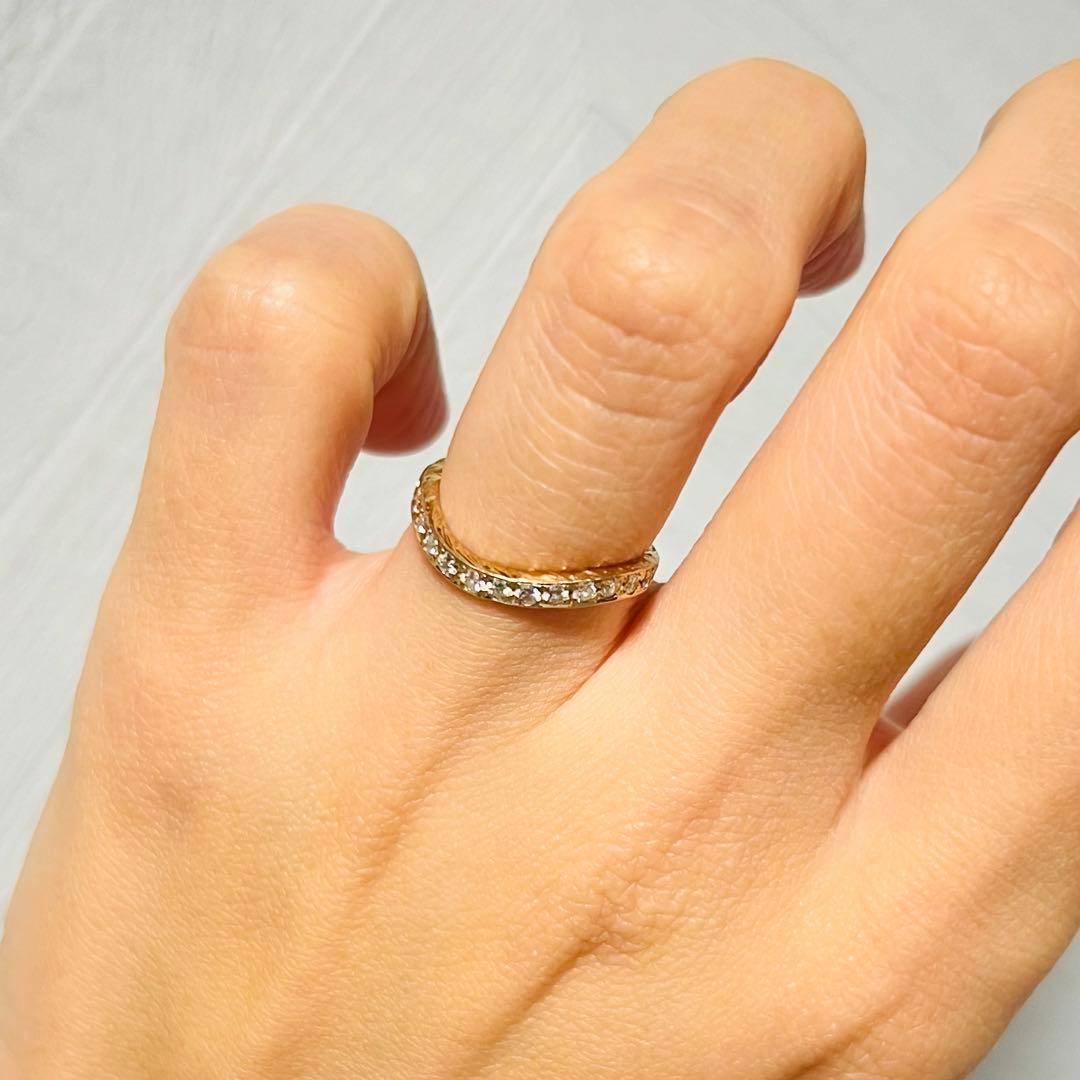 MAILE K18PG ウェーブハーフエタニティリング