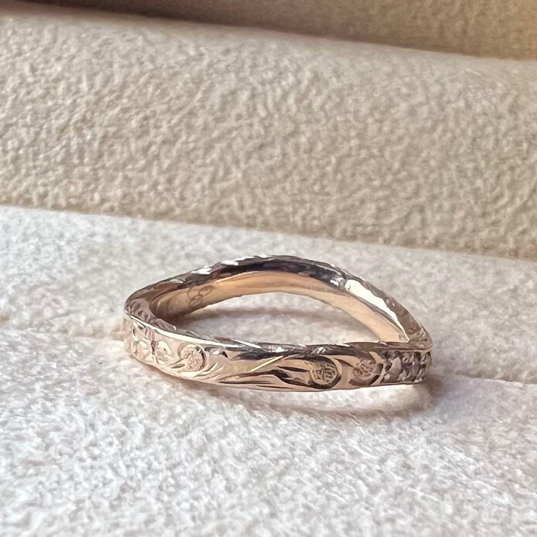 MAILE K18PG ウェーブハーフエタニティリング