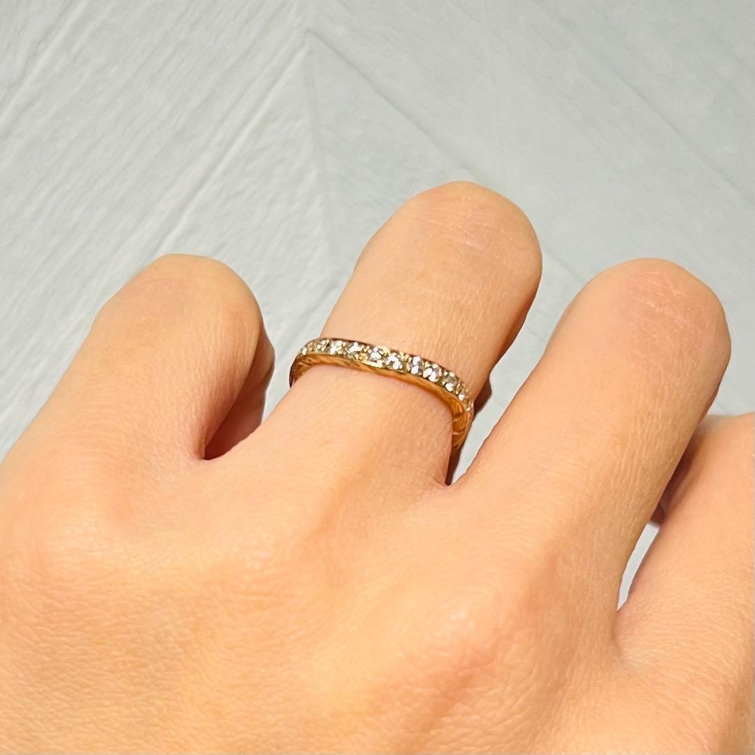 MAILE K18PG ウェーブハーフエタニティリング