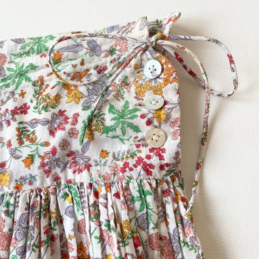 【美品】45R　スカート　LIBERTY　ネオンフィールズ　花柄　ギャザー　M