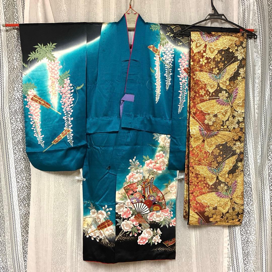 七五三　七歳　正絹着物　帯のセット