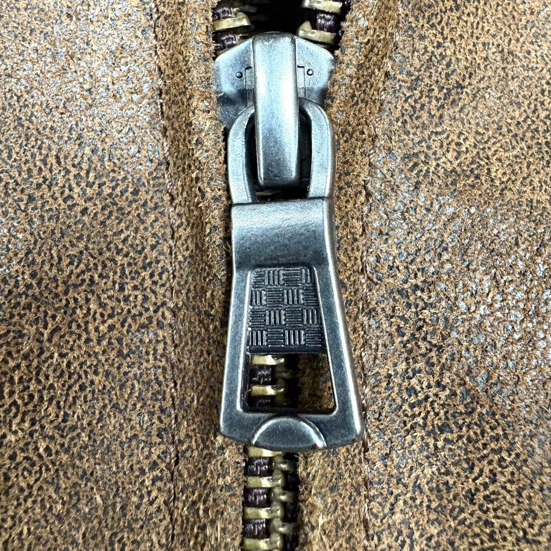 FLAVOR フード付 レザー ボマージャケット ライダースジャケット 茶色XL