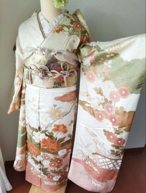 処分セール！1/18(日)まで！425.振袖7点セット 正絹　フルセット　成人式