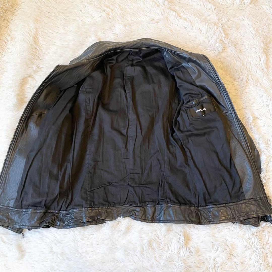 シェラック レザージャケット シングルライダース カウレザー ブラック 本革 L