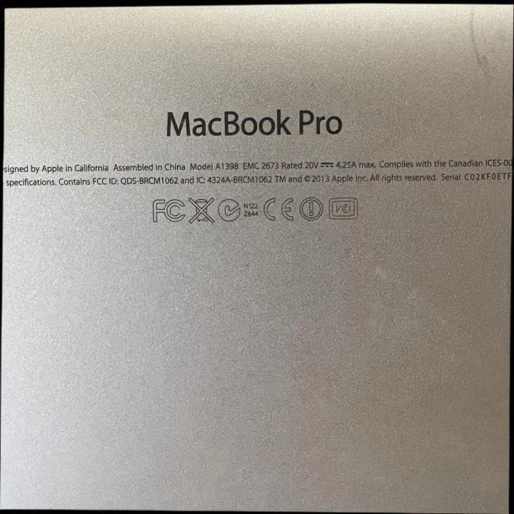 MacBook Pro Retina 15” i7　 2.7GHz