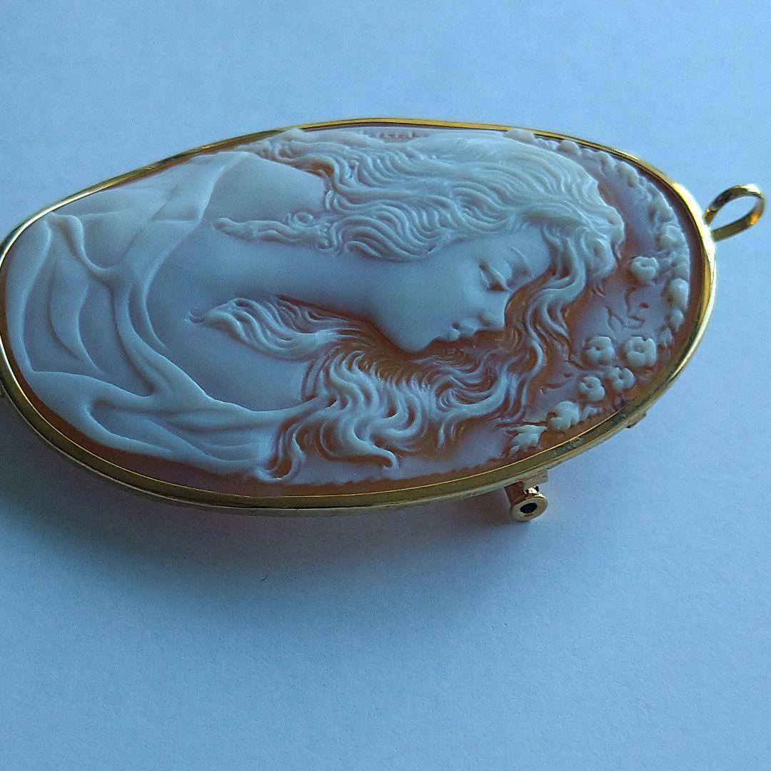 Ali✤作家ものシェルカメオ✤18K『風にふかれて』2ways